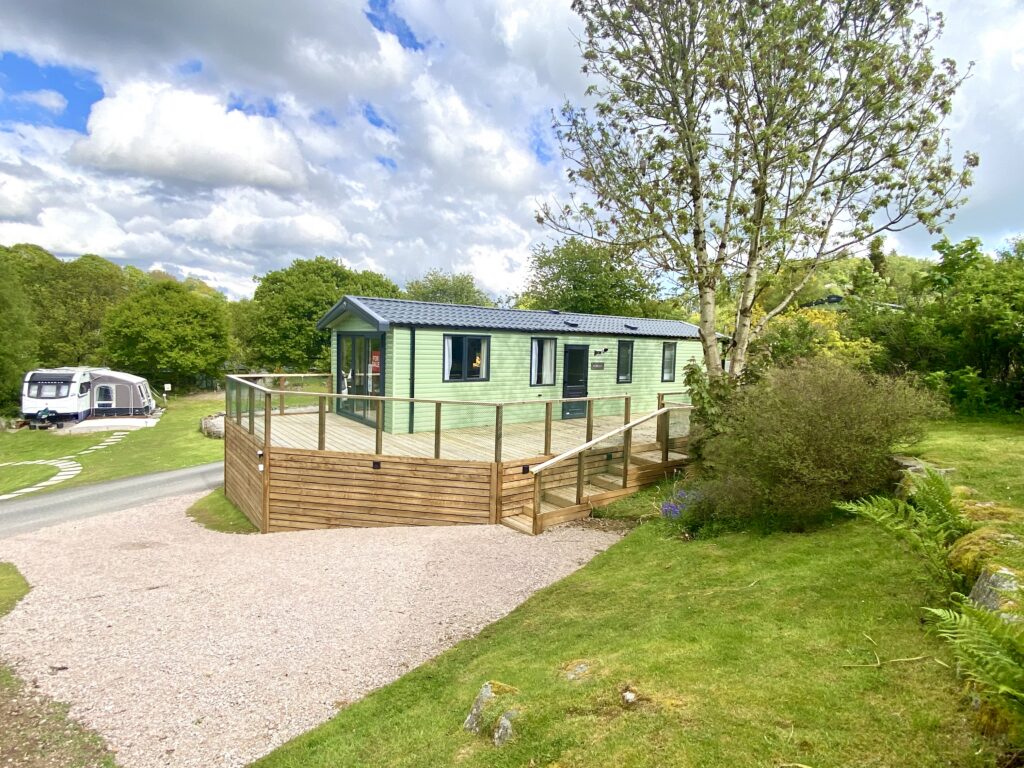 Large entertaining deck on Swift Morlex Coastal kippford